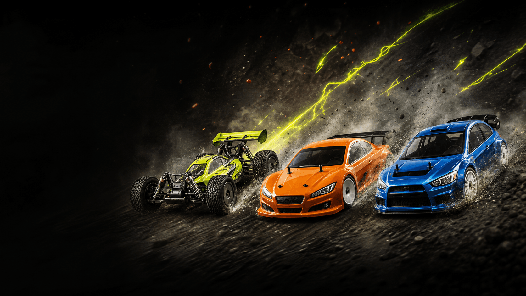 High-performance RC models driving on a race track